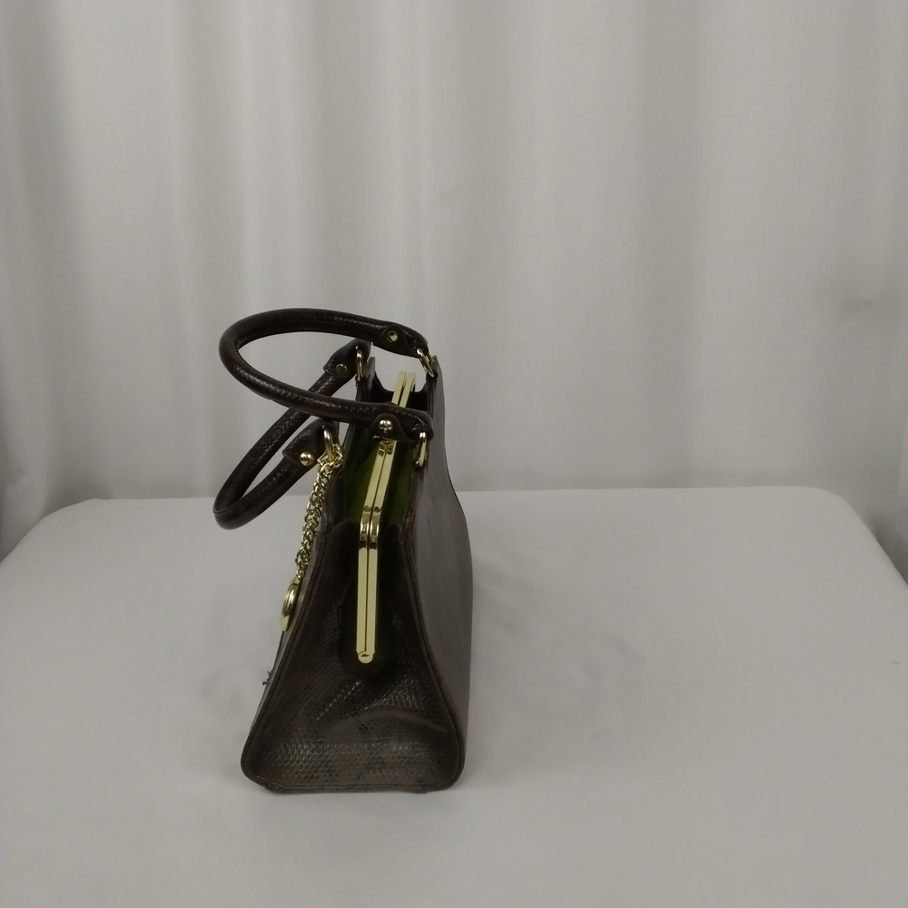 Structured Brown Snakeskin Pattern Embossed Print… - image 5